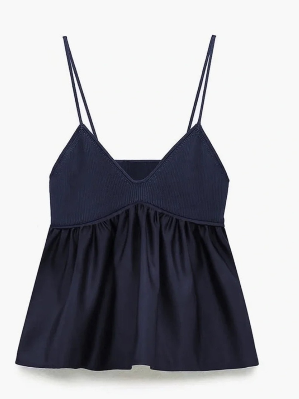 Commense Navy Sleeveless Top with Delicate Straps